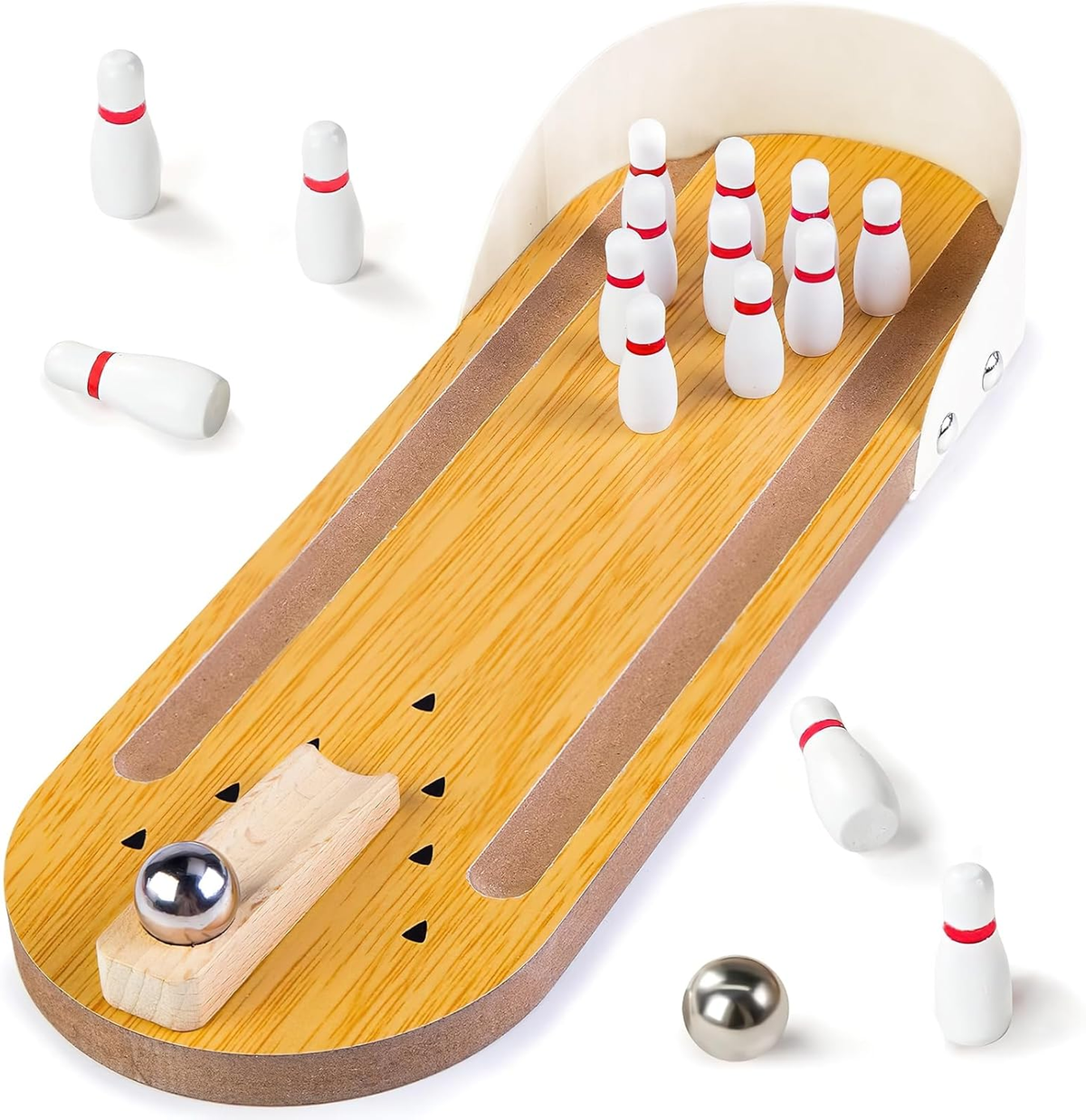 Mini Wooden Desk Bowling Game